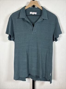 Orlebar Brown Polo Shirt Mens XL Blue Short Sleeve Cotton Slim Fit Casual Preppy